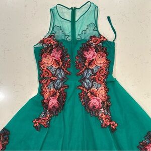 Sachin + Babi Green Floral Embroidered Dress